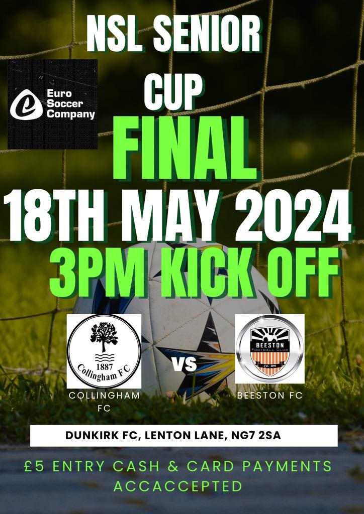 🏆🟡⚫🏆🟡⚫🏆 The date has been set for our @NottsSeniorLge cup final against @Beeston_FC We are hoping to have a coach from Collingham for the game, more details coming very soon!