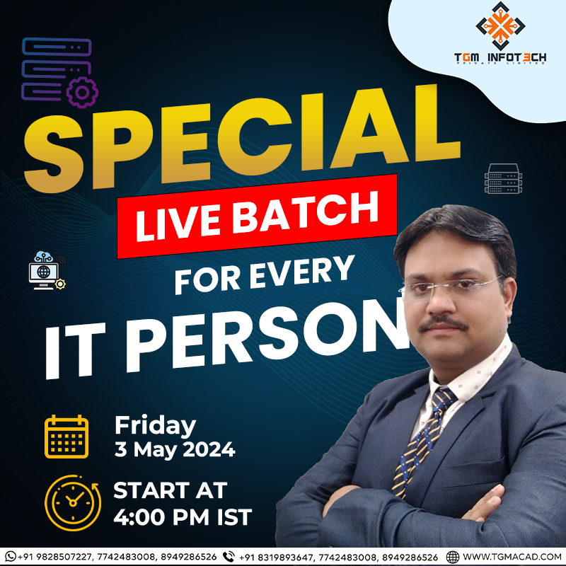 🚀 Special live batch alert! 🚀
Calling all IT enthusiasts to join our exclusive session tailored for every IT person. Don't miss out! 

📍Link - youtube.com/live/B3hmQeww2…

#ITTraining #LiveBatch #TechEnthusiasts #TGMinfotech #TechGuruManjit #LearnwithTGM #TGMacademy