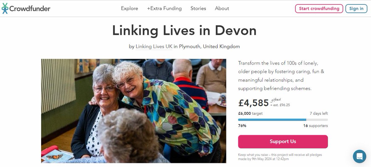 There are just 7 days left to donate to this exciting new project we hope to run in #Devon to tackle #loneliness! We are 76% of the way there...so close! Please give and/or share if you can. Let's smash the target #together! 💪🏼🤩🙏🏻💕 crowdfunder.co.uk/p/linking-live…