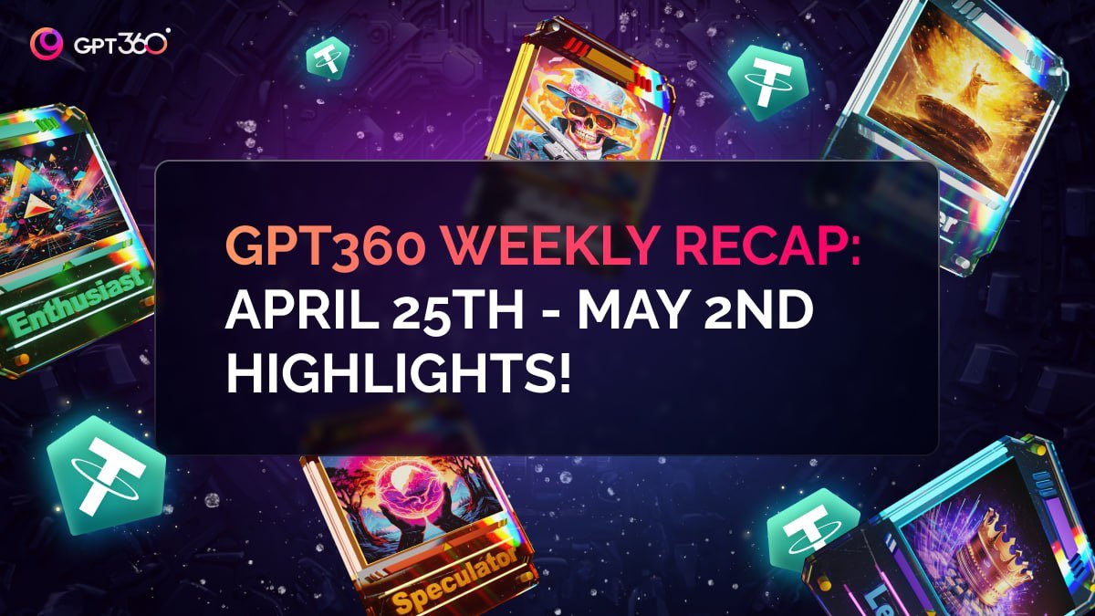 The GPT360 team has put together a report on our recent achievements and key moments from April 25th to May 2nd 🔔 ⚠️ 𝐖𝐄𝐄𝐊𝐋𝐘 𝐑𝐄𝐂𝐀𝐏: - Ask Me Anything Session - Twitter Contest and its Winners - Top 10 Most Active Projects on Our Leaderboard - Media Partnership…
