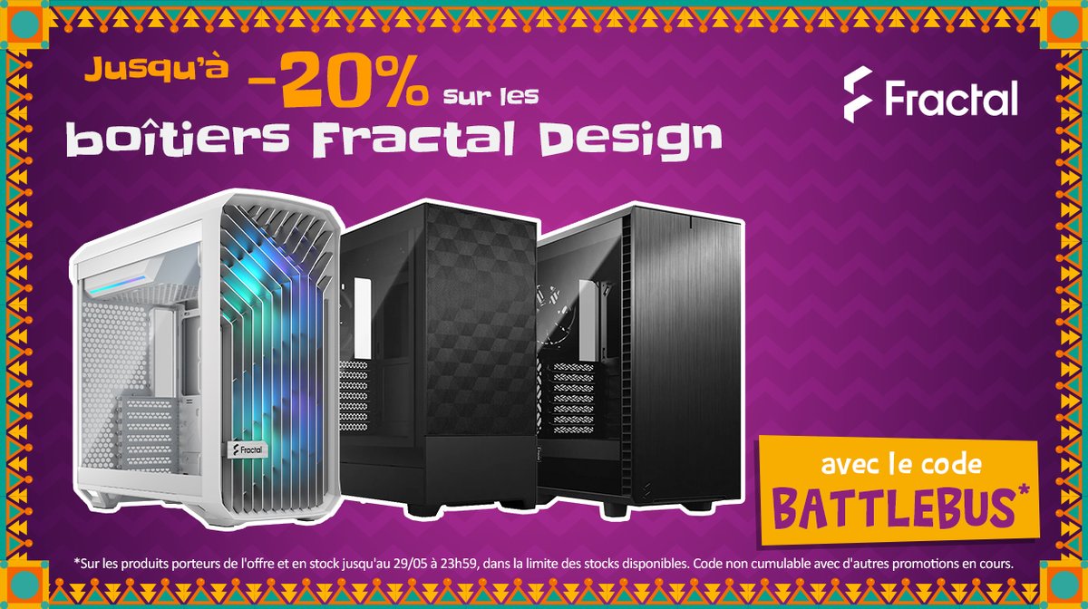 🔥 #25AnsTopAchat 🔥 Jusqu'à -20% sur les boitiers Fractal Design ! ➡ Code BATTLEBUS ! topachat.com/pages/produits…