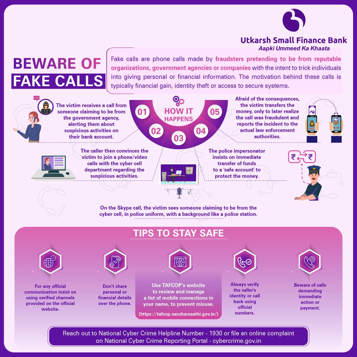 Beware of Fake Calls. #FakeCalls #Awareness #Utkarshsmallfinancebank #BFSI