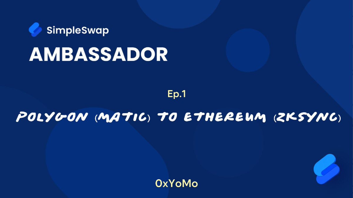 Swapping Polygon (Matic) to Ethereum (ZkSync) ft @SimpleSwap_io youtu.be/FWXrkMemtM8?si… #Matic #Polygon #Ethereum $eth $matic #exchange #DeFiSolutions #SimpleSwap