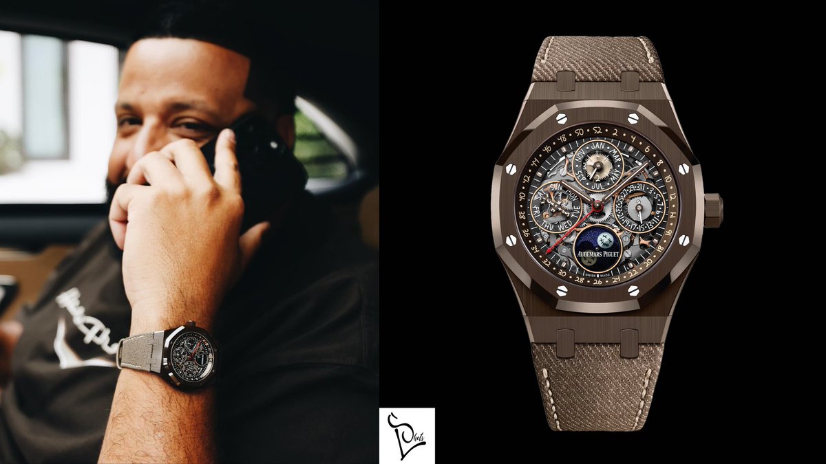 American record producer @djkhaled wears the new #AudemarsPiguet Royal Oak Perpetual Calendar '#CactusJack' ref.26585CM in brown ceramic made in collaboration with @trvisXX . Limited Edition of 200 Retail Price:$201k #TravisScott #DJKhaled