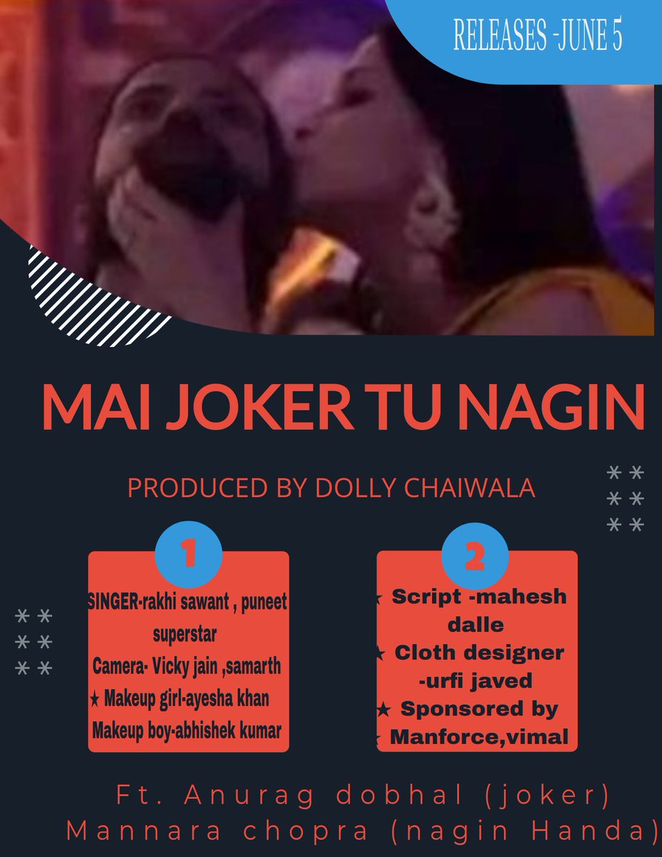 ⭐Back with a bang . Ppl show your love as' mai joker tu nagin' ft @memannara @uk07rider poster 2 exclusive, releases with new cast faces 😱

#MunawarFaruqui
#MunawarKiJanta #MKJW #MannaraKiTribe #Mannarians #MunawarFaruqui𓃵 #BB17   #AnkitaLokhande #khaanZaadi 
#MannaraChopra