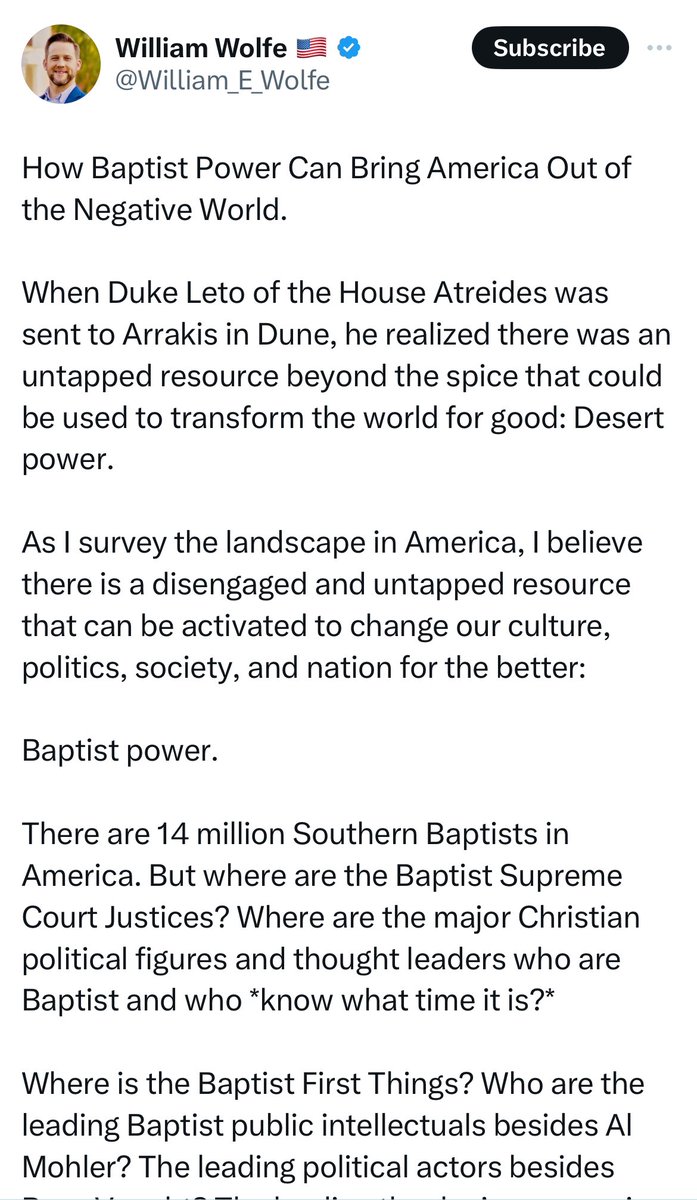 He's had me blocked for awhile, but does anyone want to ask Will if he's read Dune? Maybe he HAS read Dune and realizes that the weaponization of the Freman led to a massive galactic Jihad that resulted in over 60 billion deaths. Or maybe he just didn't understand the book.🤷‍♂️