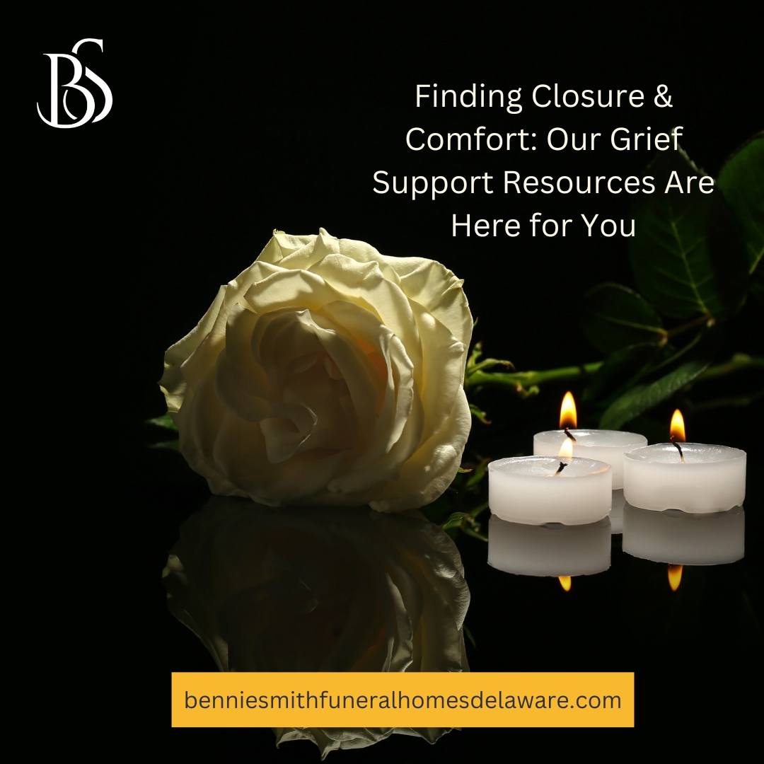 In times of loss, finding closure and comfort is essential. 💖 Our comprehensive grief support resources provide a compassionate hand to hold during your journey of healing. You're not alone.

#GriefSupport #Healing #Closure #Comfort #BennieSmithFuneralHome #EndOfLifeSupport