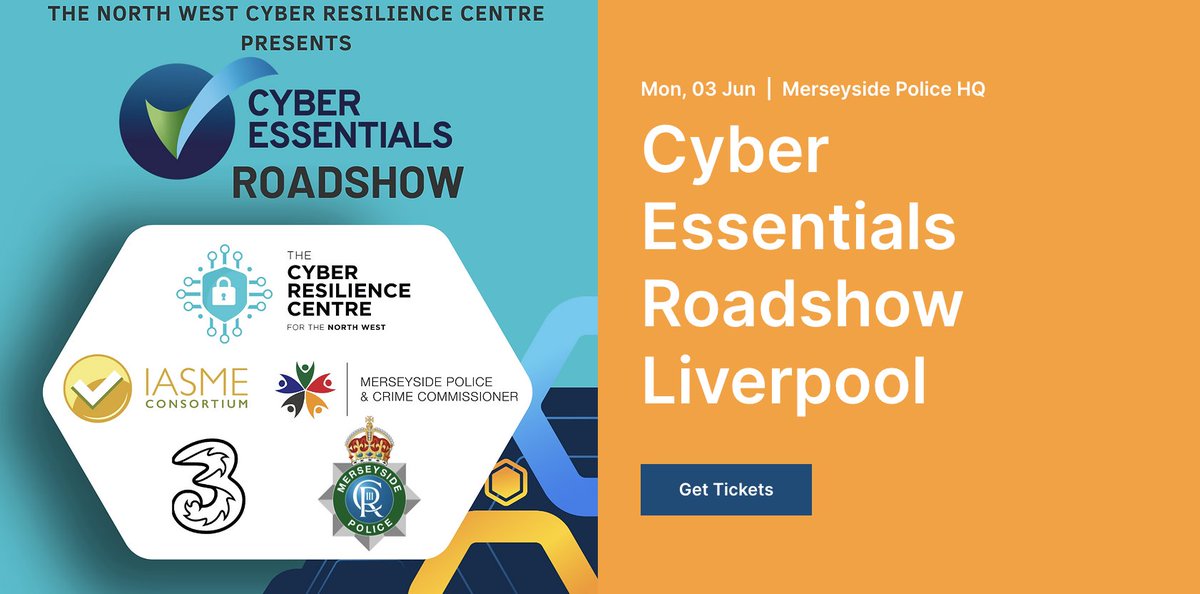 We're thrilled to announce our Cyber Essentials roadshow in Liverpool on Monday, June 3. Speakers include @IASME1, NWCRC, Three UK, Merseyside PCC and @MerseyPolice. Make sure you register for a place: nwcrc.co.uk/event-details/…