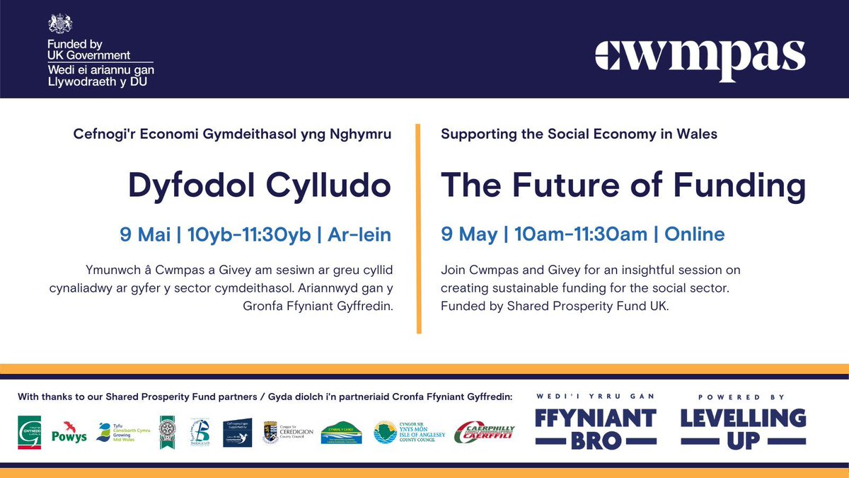 🗓️ Dydd Iau nesaf! Yn y sesiwn hon cewch eich tywys drwy ddulliau effeithiol ar gyfer ysgrifennu grantiau, ysgrifennu tendrau, cynhyrchu incwm a rhoddion digidol. Trefnwyd gan @GiveyHQ. 🎟️: buff.ly/4deVGqq