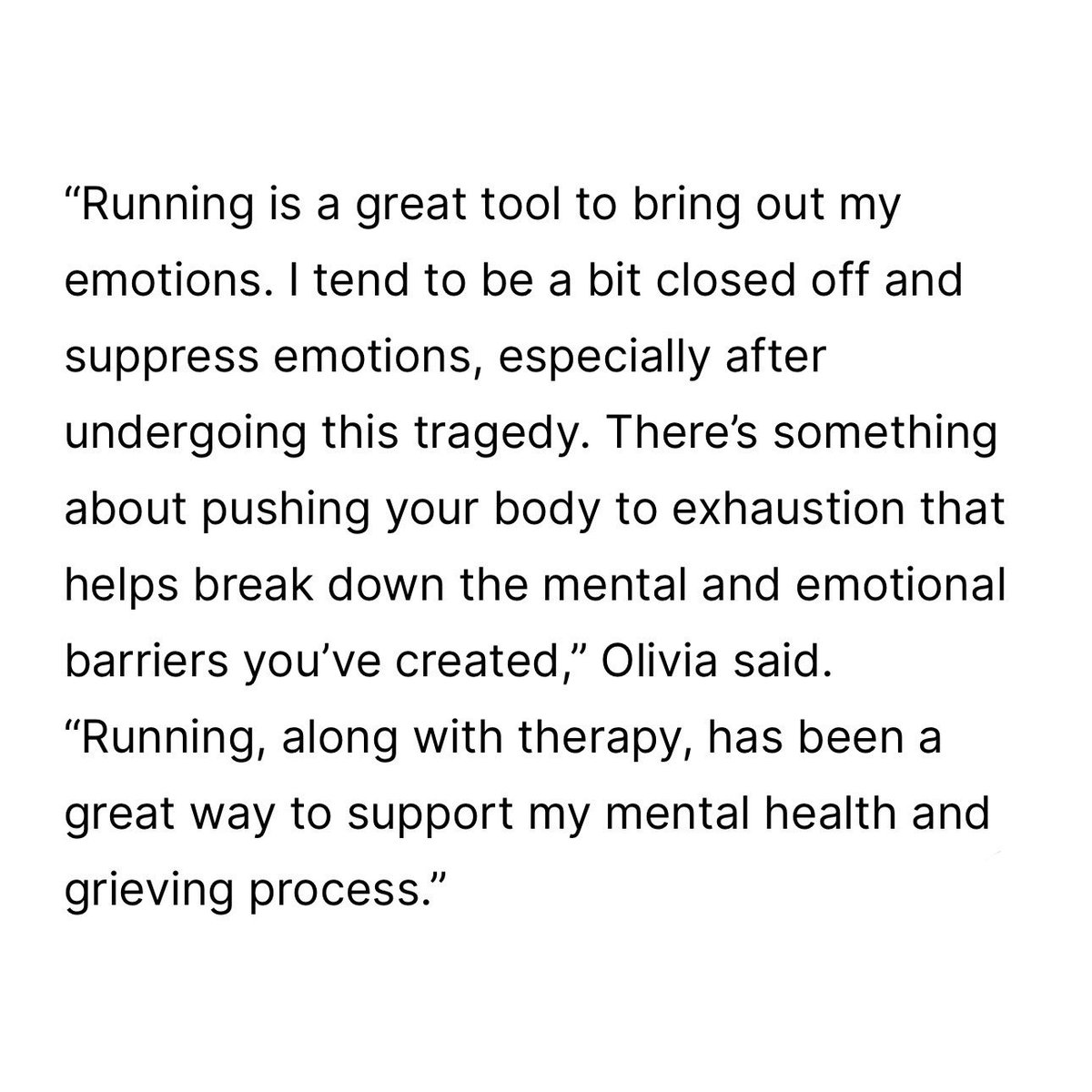 A huge thank you to @nyrr for the feature during Mental Health Awareness Month. 💚￼ Running has been a huge part of my grieving journey following the m*rd*r of my dad and uncle, and I hope that my story can help anyone else undergoing hardships: bit.ly/3Qs8AYC