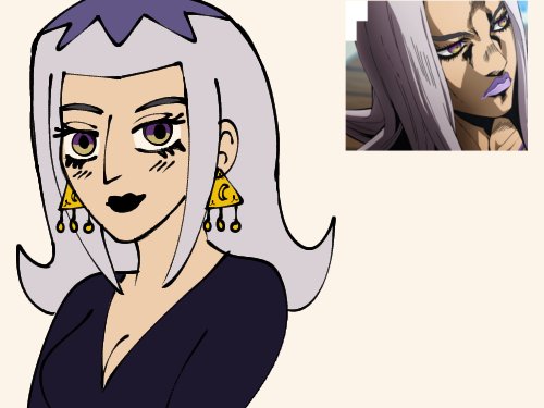 love the purple girl's design so I drew her and Abbacchio too! they could be siblings