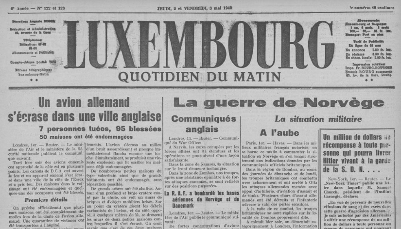#HitlerStalinPact Still few days of free press in #Luxembourg left: 'Attention : du 10.5.1940 au 10.9.1944, la presse était sous contrôle de l'occupant nazi.' Luxembourg Thursday, 2 May 1940
persist.lu/ark:70795/0rq3…
