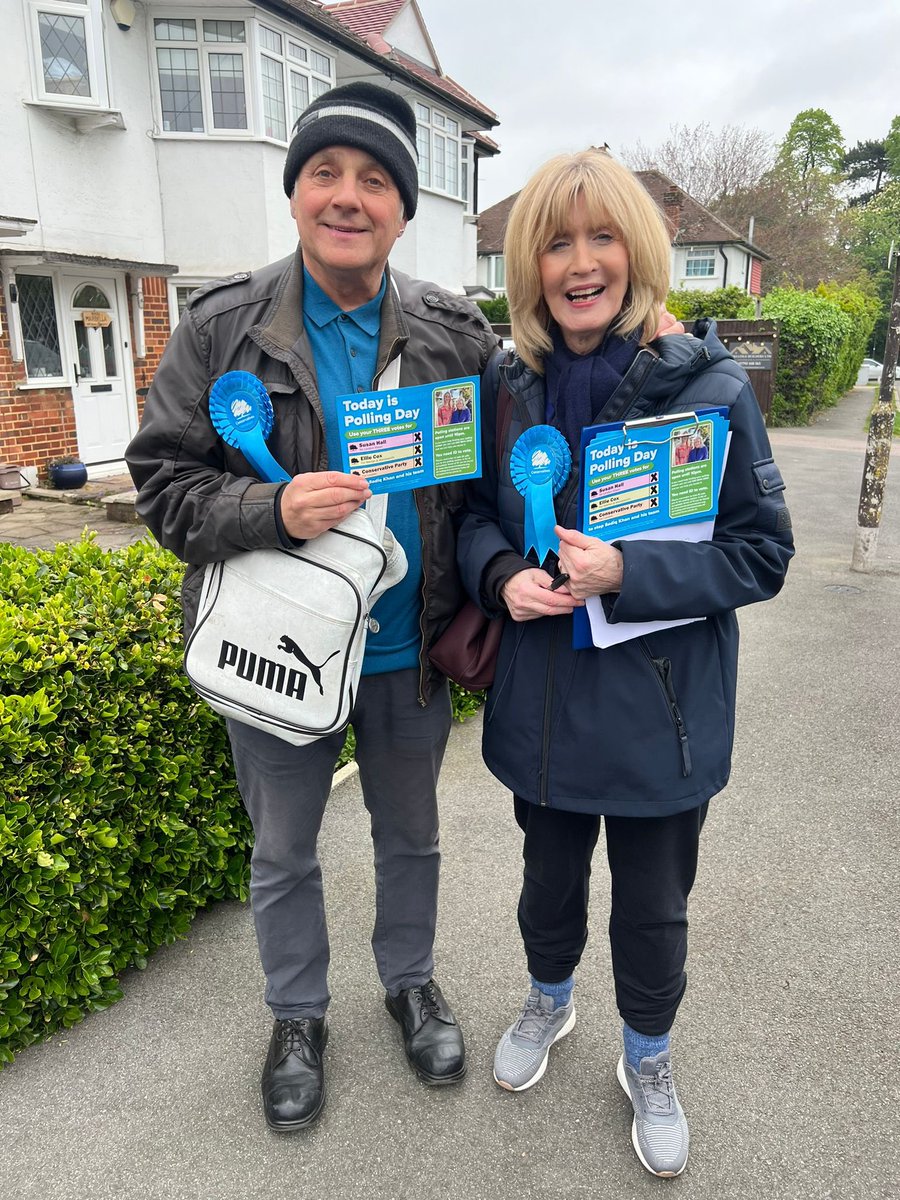 My brilliant Mum getting out the vote in Lower Morden on Polling Day!
