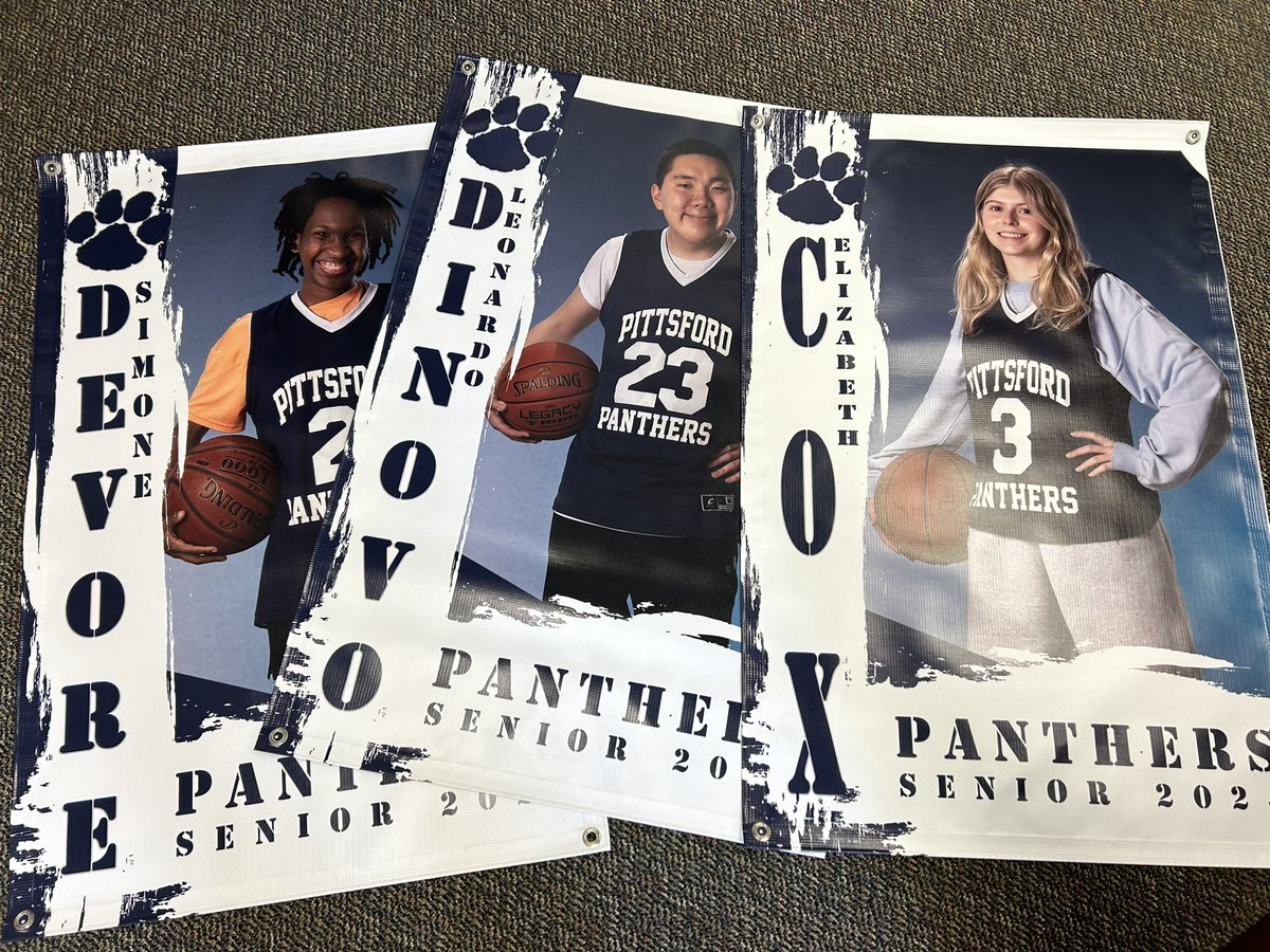 @UnifiedPanthers Basketball Senior Banners are in!!! Excited to get them posted in our gyms. #PittsfordPride.