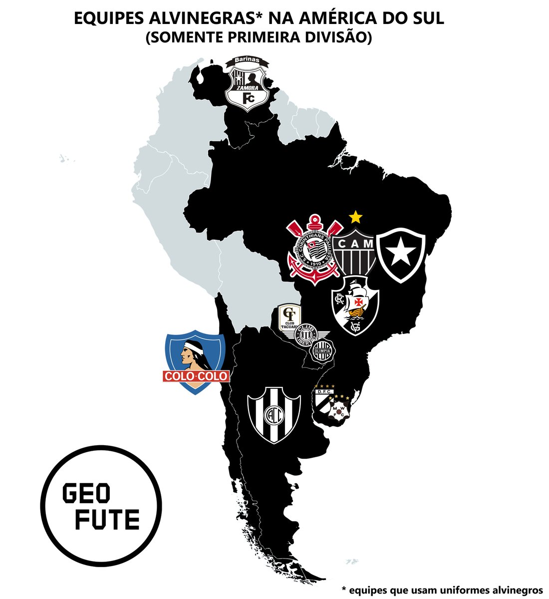 ⚫️⚪️ Equipes alvinegras na América do Sul: