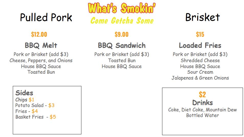 What's Smokin' will be stopping by the dealership TOMORROW, 5/3, from 11 AM - 2 PM! Make sure to stop by and come try out their delicious menu. 🔥

#DriveBaby #DriveBabyFamily #FoodTruckFriday