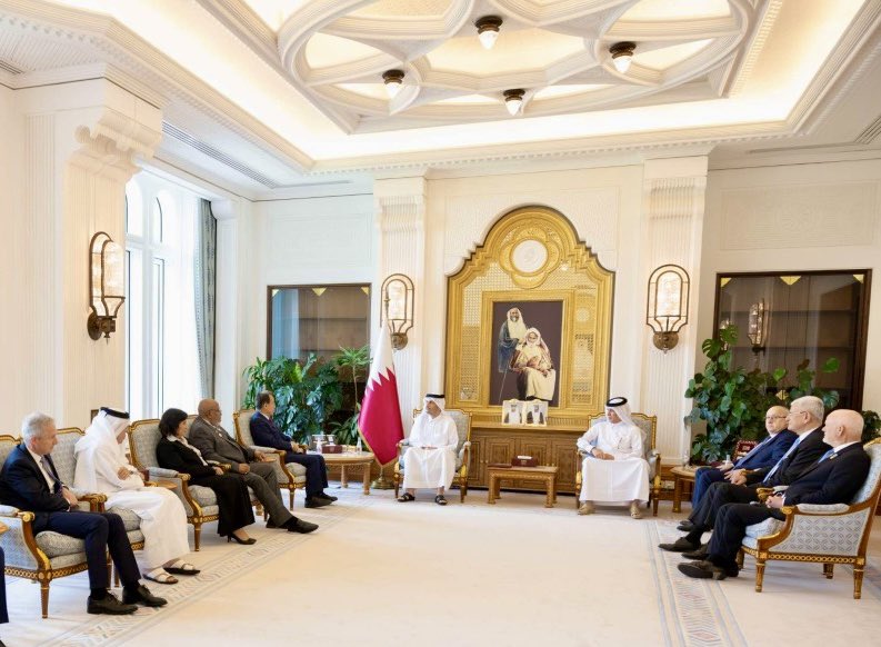 BM Genel Kurulu Başkanları Konseyi olarak, Katar Başbakanı ve Dışişleri Bakanı Sayın Muhammed bin Abdulrahman bin Jassim Al Thani tarafından kabul edildik. @UNCPGA @UN_PGA 🇹🇷🤝🇺🇳🇶🇦