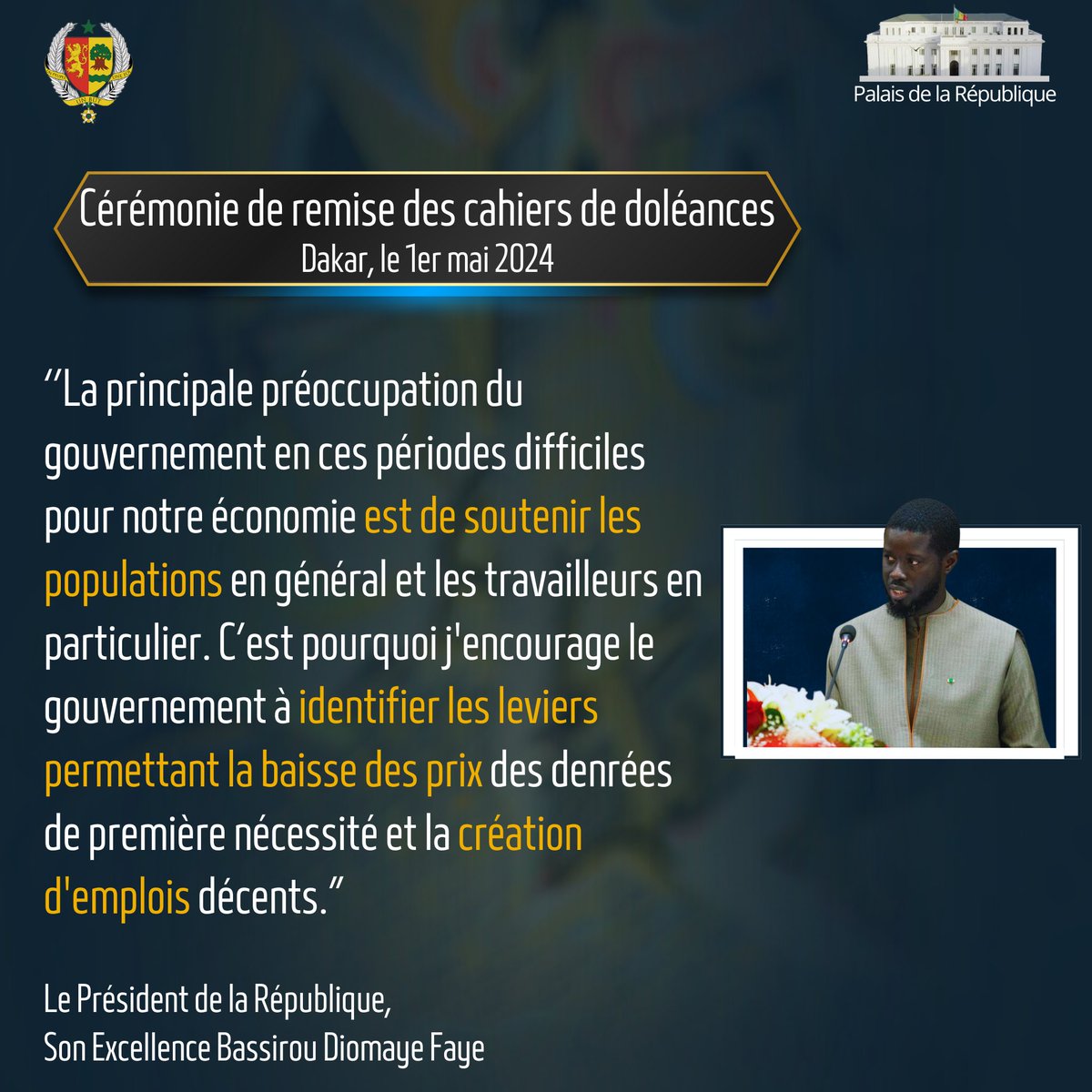 Le Président Bassirou DIOMAYE FAYE.