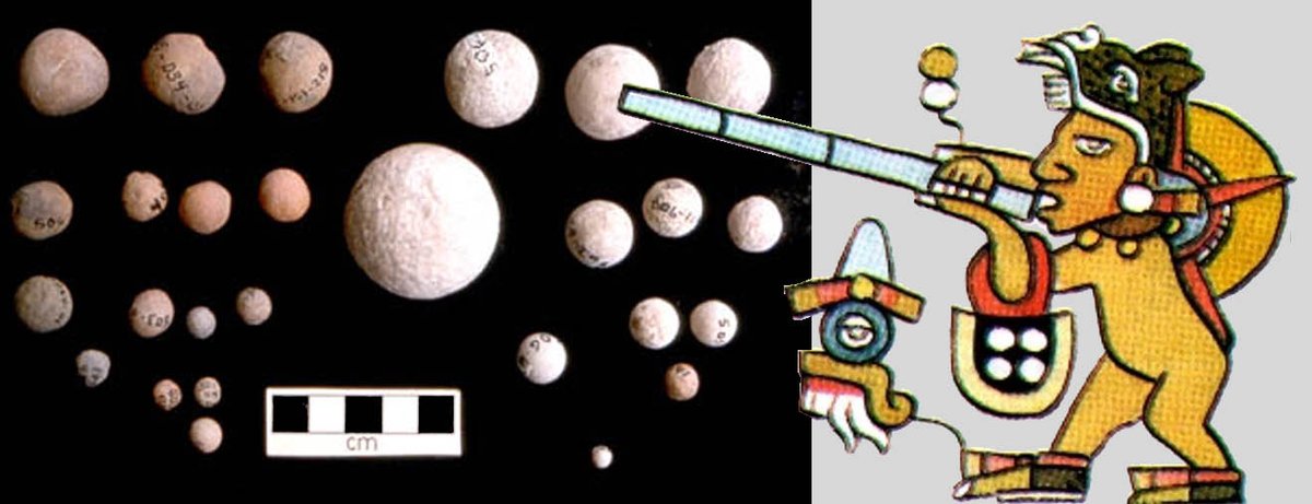 These small ceramic balls from Aztec provincial sites were likely blow-gun pellets. I had a student at Loyola years ago who tested this hypothesis. He replicated the objects, and used pvc pipe of varying length and diameter. They worked well! Of course it is not definitive proof.