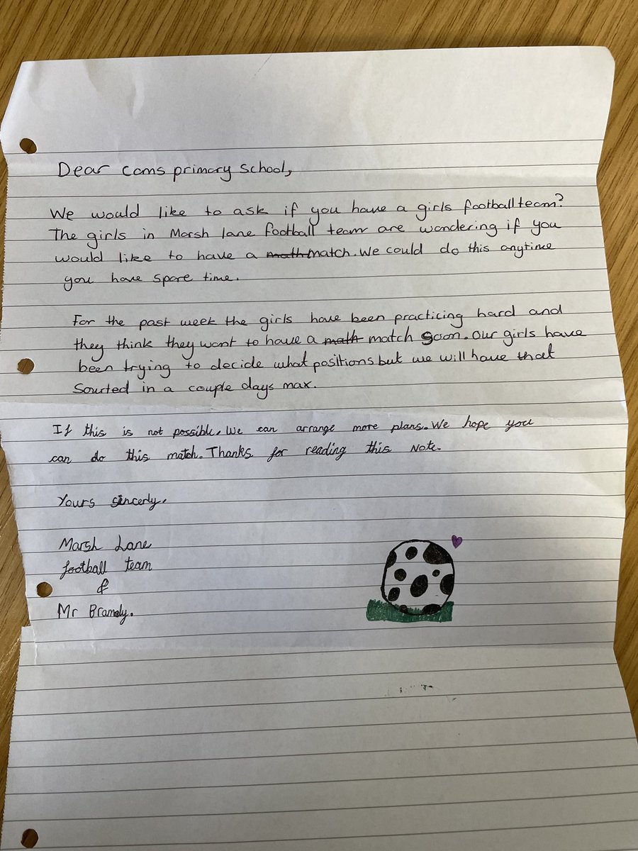 Two weeks ago, some girls came to see me about setting up their own football team… today I arrived to this on my desk ⚽️ It’s so important that we 1. Invest time into children’s interests 2. Listen to pupil voice 3. Give children responsibility and ownership