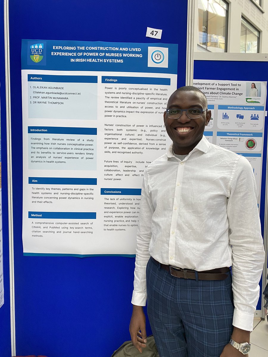 Delighted to meet @lalekan_304 @UCD_CHAS Graduate Research Symposium. Great to see you on your PhD journey @ucdsnmhs and well done on your poster presentation.