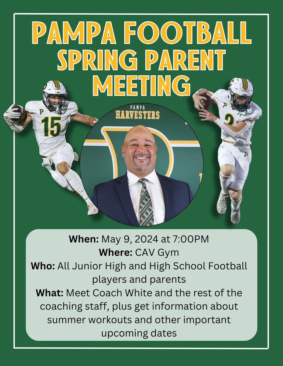 Football parent meeting next Thursday! See below for details @CoachFWhite