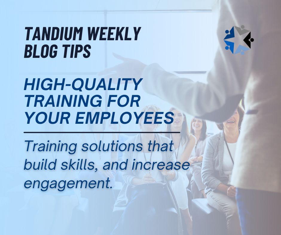 Many HR service organizations offer training solutions that meet the mandated requirements, build skills, and increase engagement.

Visit bit.ly/3Tp2h8A to learn more from our blog post.

#TANDIUM #BlogTips #BlogPosts #Outsourcing #HR #Business #RiskManagement