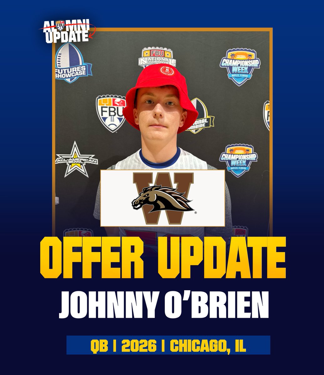 OFFER UPDATE ✅ Sunday 👉 FBU Camp MVP Monday 👉#FBUPathAlum Johnny O'Brien secures first D1 offer from Western Michigan 🔥 Congratulations 👏 You Next? #FBU #GetBetterHere footballuniversity.org @JohnnyOB20