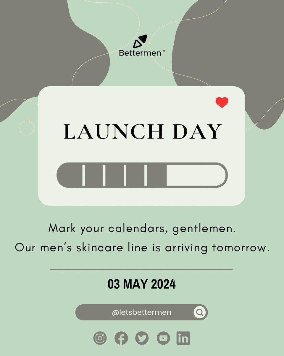 Launch Day 🚀 . Our Men’s Skincare line arriving tomorrow. #letsbettermen #ChooseBetterChooseBettermen #mensgrooming #skincare #menskincare #skincareroutines #skincareformen #organicskincare #healthyskin #dailyroutineformen