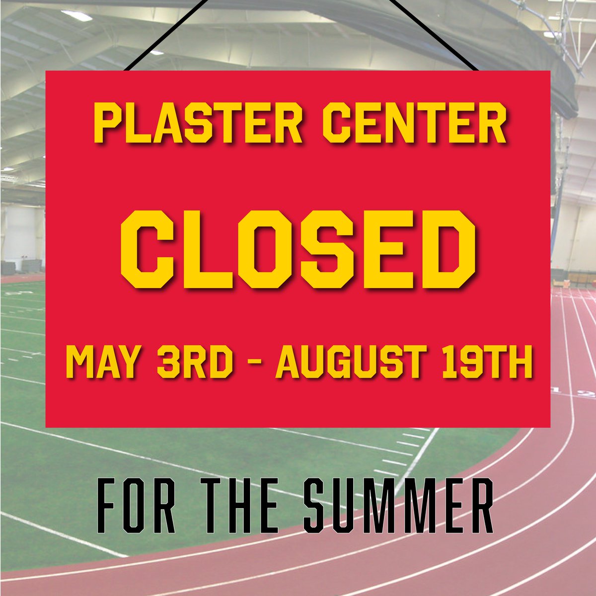🚨 LAST DAY OPEN FOR PLASTER CENTER 🚨 Today is the last day that the Plaster Center will be open until next semester. The Plaster Center will be closed from tomorrow (May 3rd) until school resumes in the fall. #campusrec #campuslife #OAGAAG #PSU