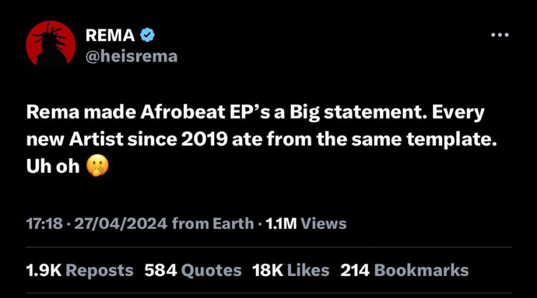 Apparently Omah Lay is throwing shots at Rema for making this false claim. 

Omah Lay’s Get Layd Ep is easily the biggest  Ep from the new Gen. Bat Man is just being insecure.