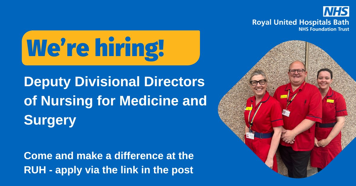 NEW! Join our Surgery or Medicine division as Deputy Divisional Director of Nursing, band 8b 💙 We're looking for two ambitious, knowledgeable and compassionate senior nurses to provide clinical and managerial leadership. Interested? Apply here👉bit.ly/3wkoyNn