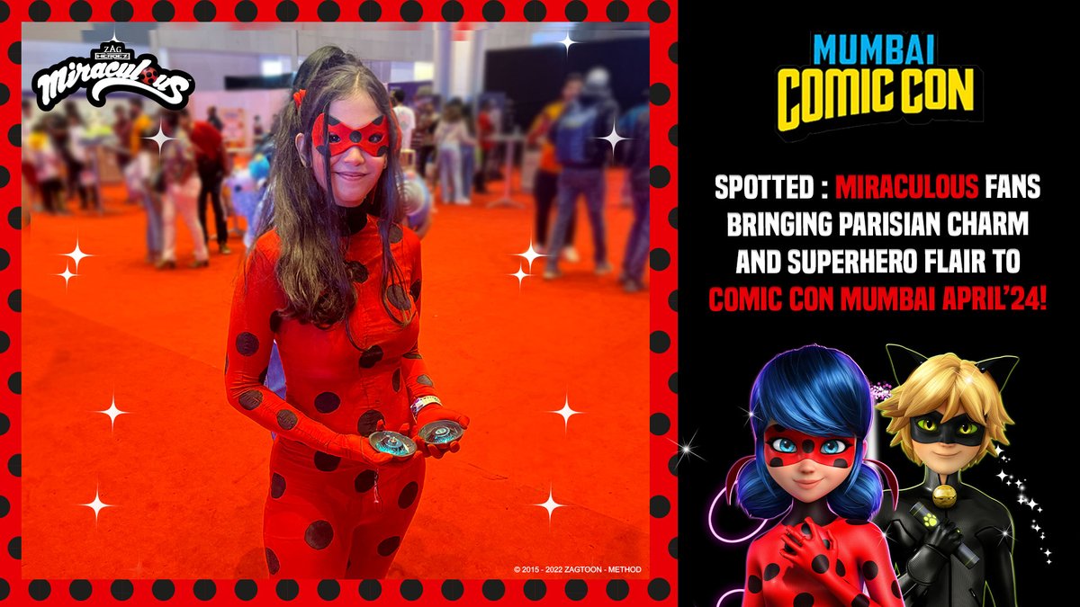 👀Spotted: Miraculous fans bringing Parisian charm and superhero flair to Comic Con Mumbai April '24! 🐞💫 @comicconindia @viacom18store #comicconindia #comicconmumbai #ladybug #cosplay #miraculousladybug