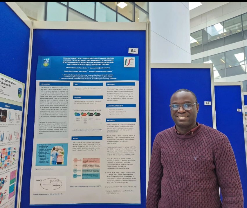 Congratulations @TopeOmisore on presenting your Initial Programme Theories from your realist inquiry at the @UCD_CHAS graduate student symposium yesterday. Important research into the contributions of person-centred cultures to the aetiology and management of depressive symptoms