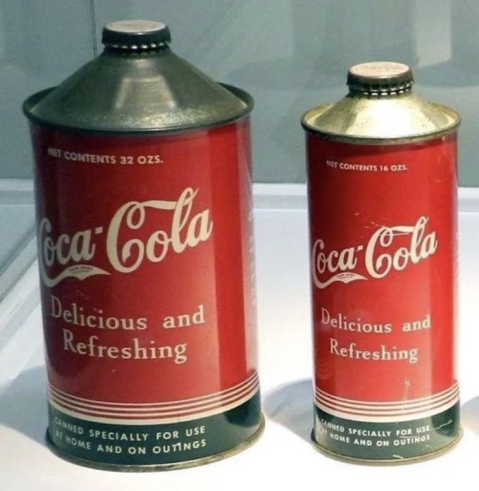 @historyinmemes Coca Cola cans from the 1930s.