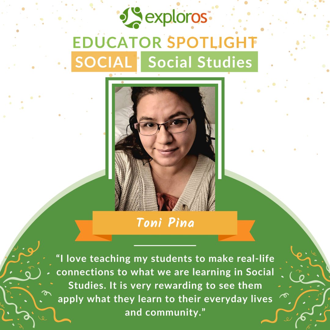 We're excited to introduce our final spotlight of the year! 🎉 Congratulations to Toni Piña of @HarmonyEdu 🏫 She has been recognized as an Exploros Educator Spotlight, highlighting her innovative teaching methods in social studies. Keep inspiring. ✨ #HarmonyProud #exploros