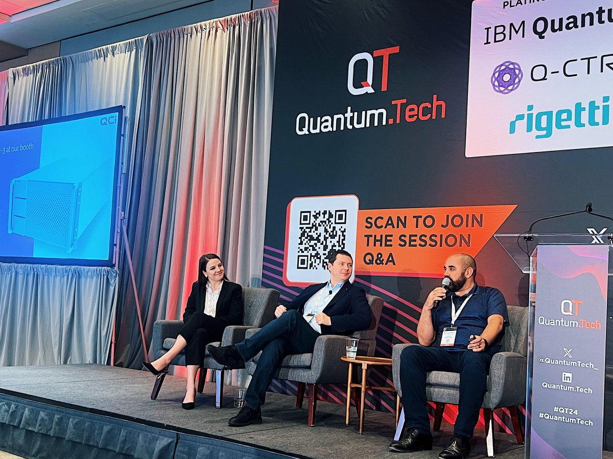 QCi was proud to have our Director of Quantum Foundry, Milan Begliarbekov, as a speaker at @QuantumTech_ USA to discuss our nano-photonic based technology. It was great to hear from all the speakers & leading minds in quantum at the conference!
 
#QuantumTech2024 #QT24 #Dirac3