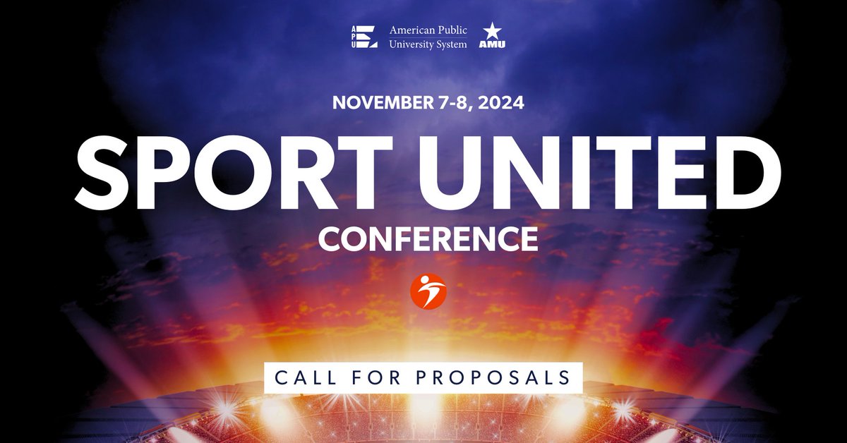 🏟️ The Sport United Conference, hosted by @APUSPRTeam and @policystudies is coming in November! The call for proposals is open, and the early deadline for submissions is June 1. 

Submit your proposal: ow.ly/ZY4B50Rrig8.

#SportManagement #Esport #CallForProposals