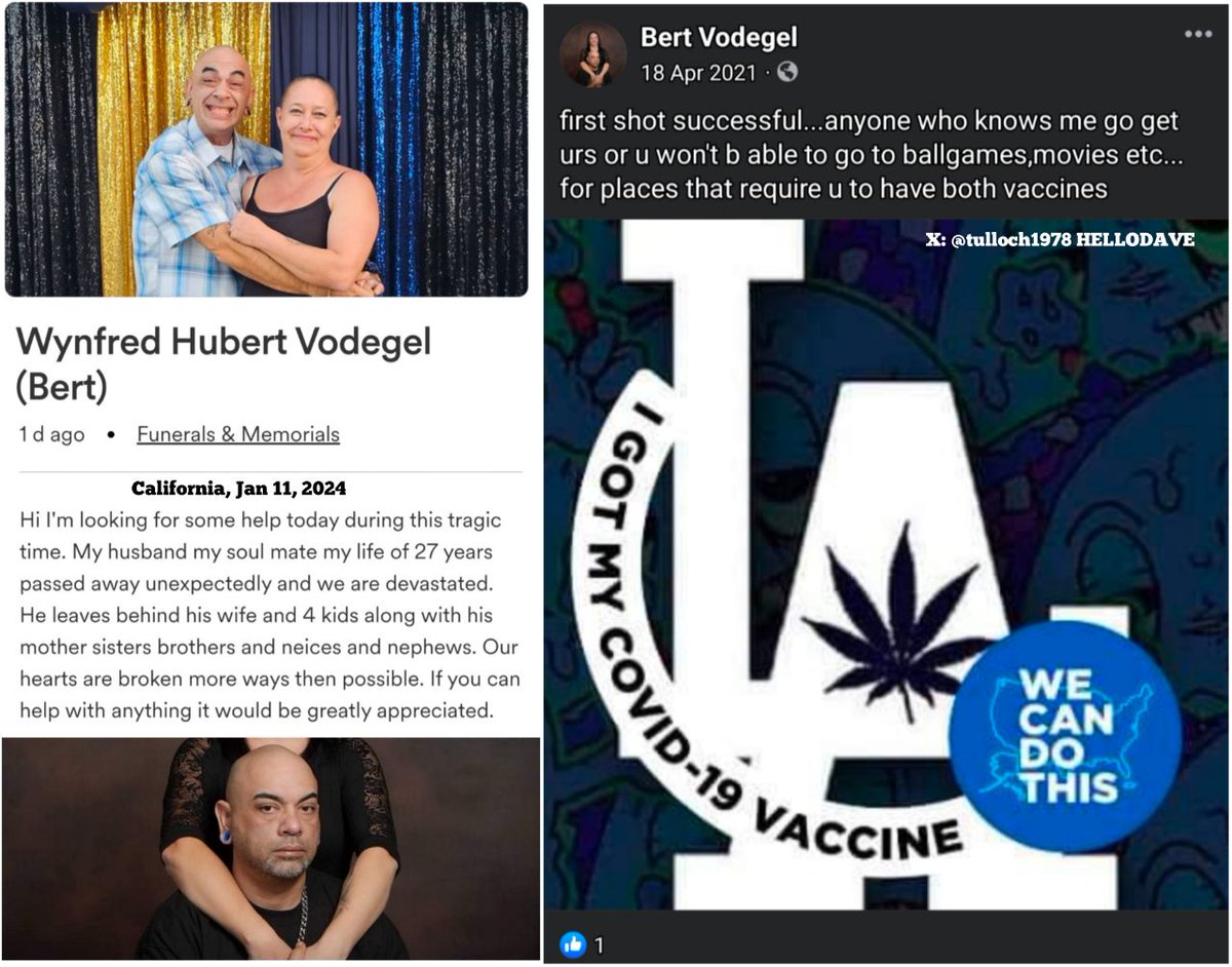 Moreno Valley, CA - 50 year old Wynfred Hubert Vodegel got his COVID-19 mRNA Vaccines April 18, 2021: 'go get urs or u won't b able to go to ballgames, movies, etc...for places that require u to have both vaccines' He was a victim of COVID-19 Propaganda #DiedSuddenly