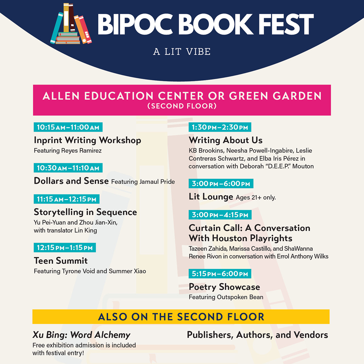 This Saturday, join us and @InprintHouston for the third @BIPOCBookFest, celebrating underrepresented voices through panels, readings, and workshops centering Black, Indigenous, people of color, and other creatives — $10 tickets for the full day! » asiasociety.org/texas/events/b…
