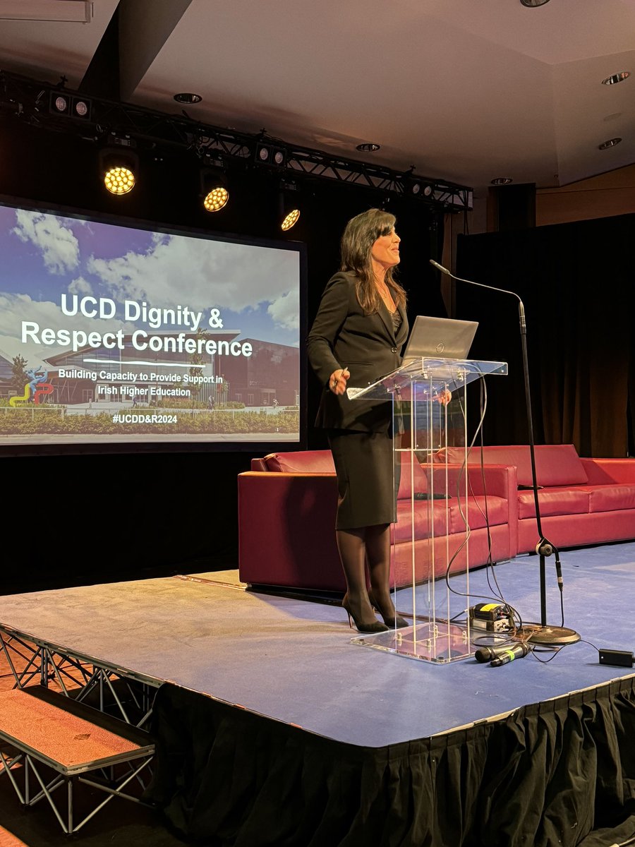 It was a pleasure to welcome Minister @CarrollJennifer to @ucddublin today and to hear her incisive and informed opening address at our Dignity and Respect Conference. @UCD_EDI