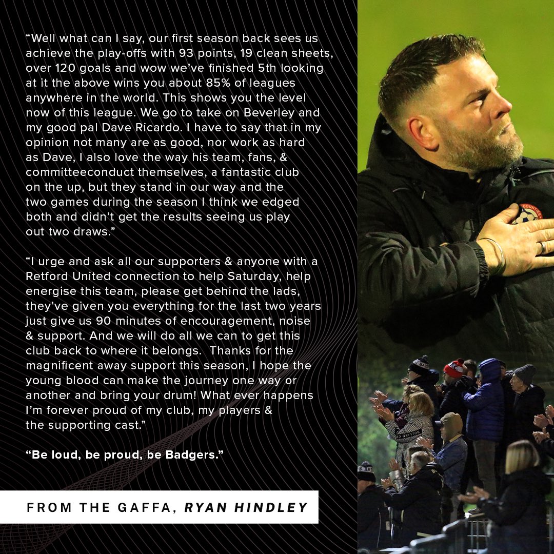 𝗧𝗛𝗘 𝗚𝗔𝗙𝗙𝗔’𝗦 𝗥𝗔𝗟𝗟𝗬𝗜𝗡𝗚 𝗖𝗔𝗟𝗟 📣 The Manager, Ryan Hindley has a message for all Badgers fans regarding Saturday’s Play-Off Semi Final. #UTB 🖤