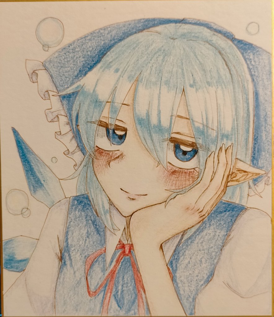 cirno 1girl solo looking at viewer blush smile short hair blue eyes  illustration images