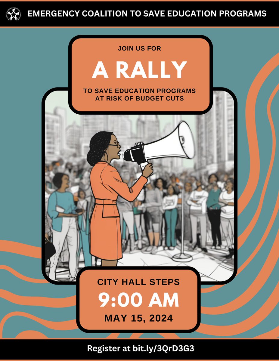 We're pleased the NYC budget includes funding for many education programs supported with expiring federal $$ - but there are still programs on the chopping block. Join the Emergency Coalition to Save Education Programs for a rally on May 15th! Register at bit.ly/3QrD3G3