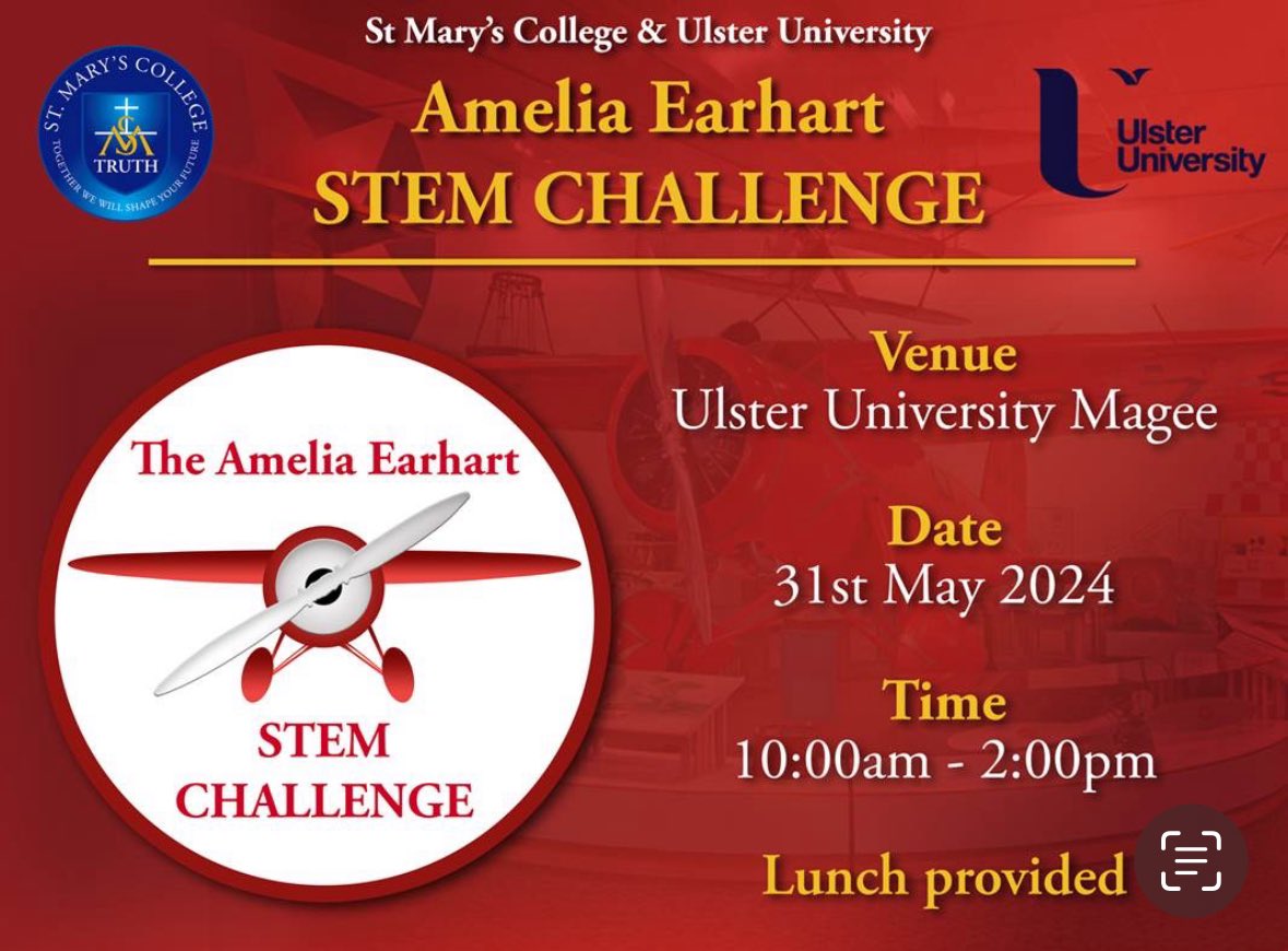 Delighted to announce the Amelia Earhart STEM Challenge for Y9 students. Massive thank you @UlsterUni @cuttingedgeheli @CoDerryAirport @EduRAEng for your support. Top prize of a behind the scenes tour & helicopter ride this is one not to be missed! forms.office.com/e/wcBRrSBg4e