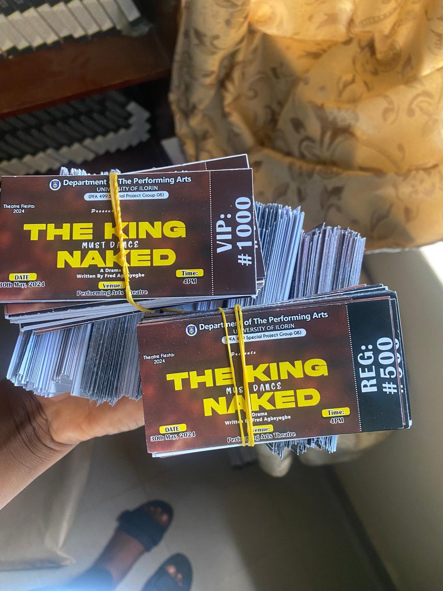 The king must dance naked Is an historical play that reenacts the clash of the Royal Family of the Itsekiri Kingdom. Come to the Performing Arts Theatre in Unilorin, 30th of May to find out if truly the king danced Please cop one or two ticket,it’s a Final year project, buy as…