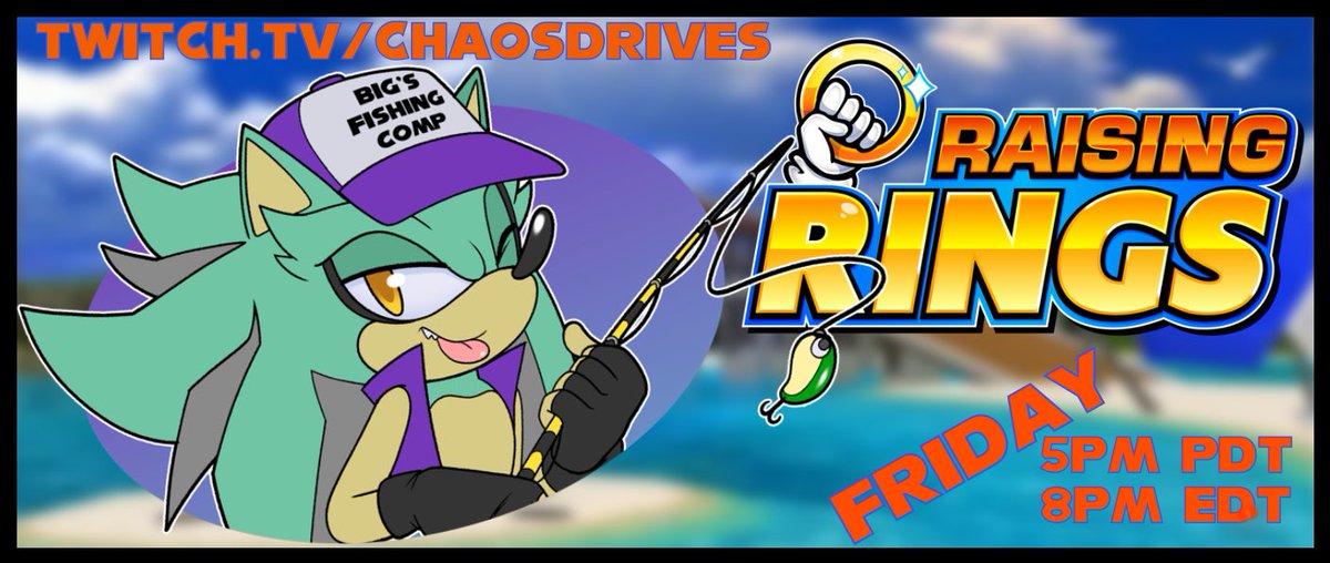 Tune in on Friday 3rd May, where myself, @MoiraAunty, @chaosmemerald, and @Corescorner will be competing for the trophy in the first annual Big’s Big Fishing Competition! twitch.tv/Cha0sDrives #RaisingRings