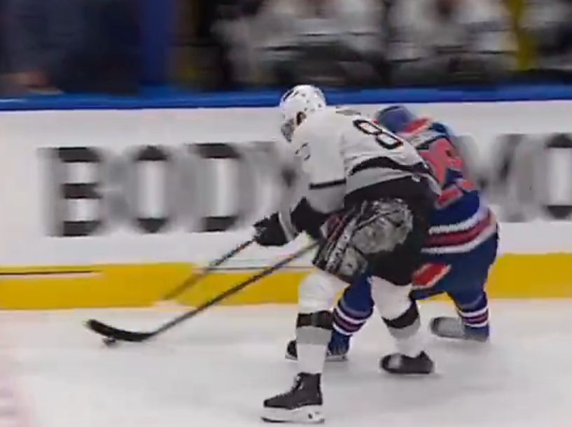 'Holding' was the wrong call but I thought this was a penalty. Draisaitl doesn't fall on his back on his own. Dubois slew-kneed him.