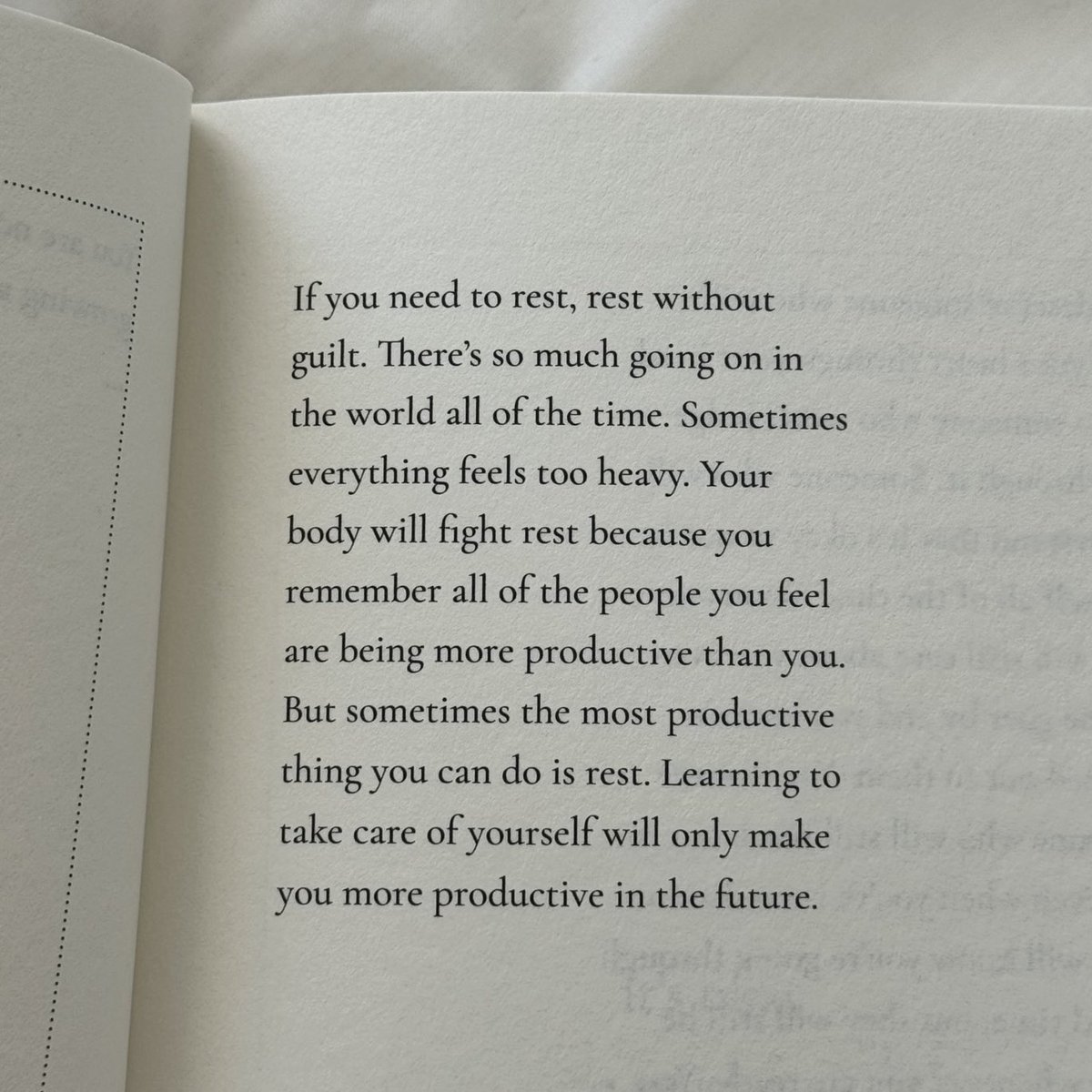 ThoughtCatalog's tweet photo. If you need to rest, rest without guilt.

Book: All That You Deserve by Jacqueline Whitney https://t.co/A7RyxACm8Q