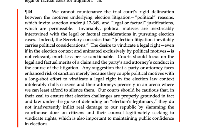 🚨AZ SUPREME COURT SMACK DOWN LOWER COURTS FOR THREATENING TO INFLICT REAL DAMAGE TO OUR REPUBLIC WITH ATTORNEY FEE SANCTIONS AGAINST @AZGOP FOR BRINGING ELECTION CHALLENGE VS RICHER! In a victory for common sense and constitutional republicanism, Arizona's highest court warns